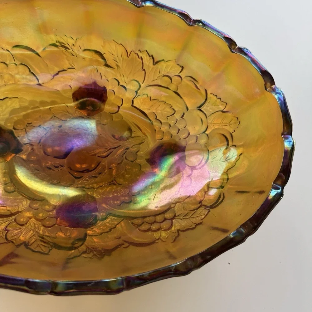 VTG Indiana Carnival Glass Footed Fruit 12
